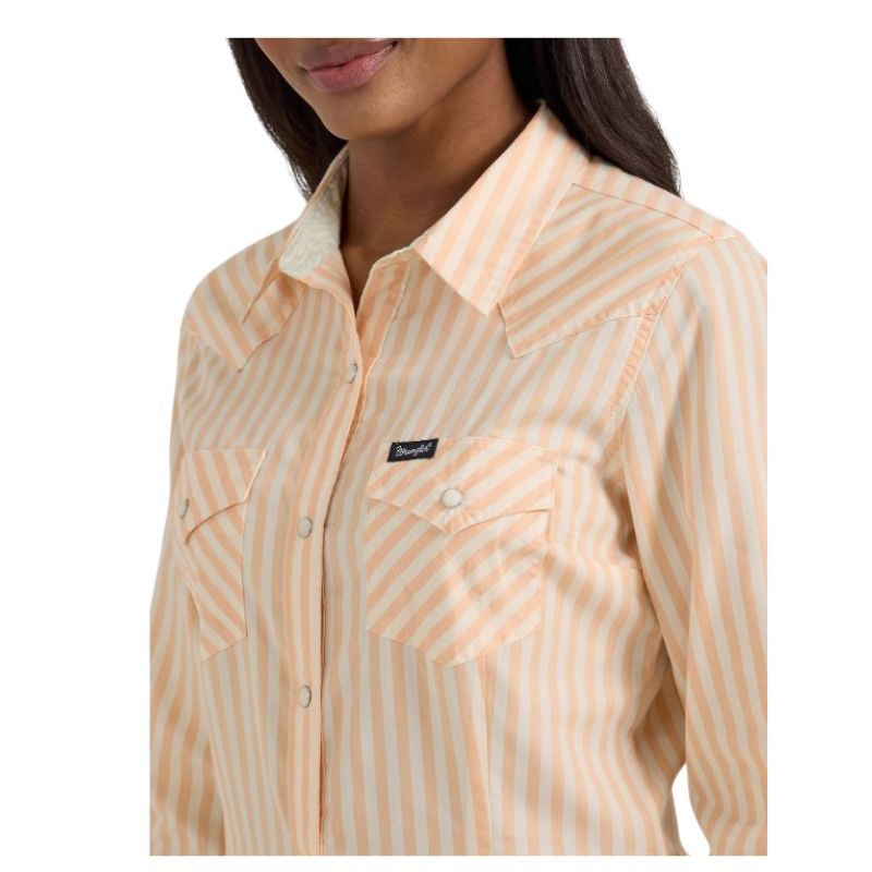 Wrangler Women's Long Sleeve Retro Western Dress Shirt- Pink