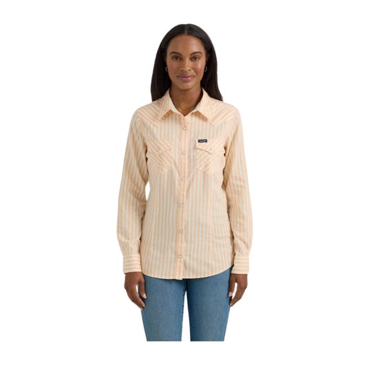 Wrangler Women's Long Sleeve Retro Western Dress Shirt- Pink
