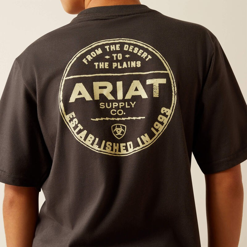 Ariat Boy's Short Sleeve Explore Circle Tee Shirt - Vintage Black