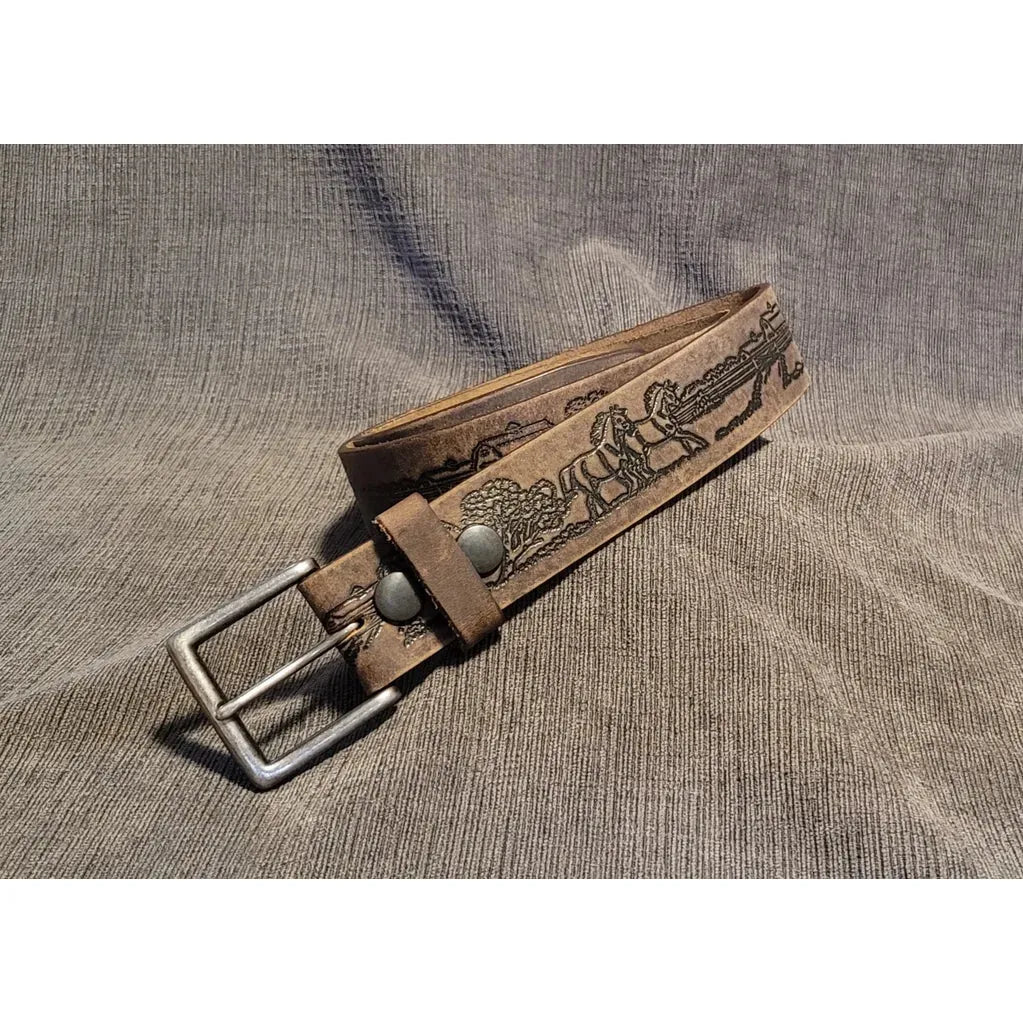 Barrett Men's Horse Embossed Belt - Brown