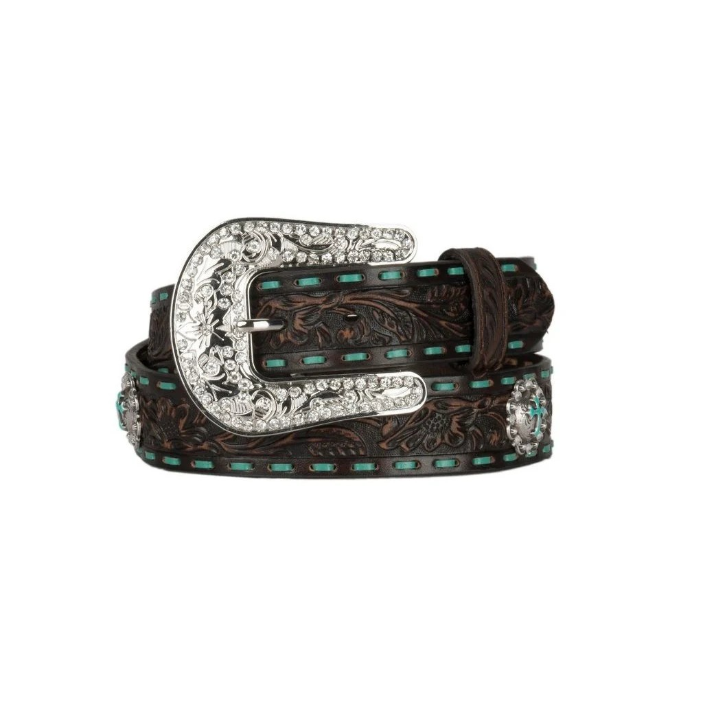 Nocona Women's Floral Embossed Buckstitched Belt - Brown