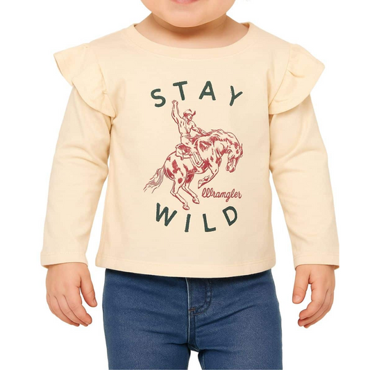 Wrangler Baby Girl's Long Sleeve Tee Shirt - Cream