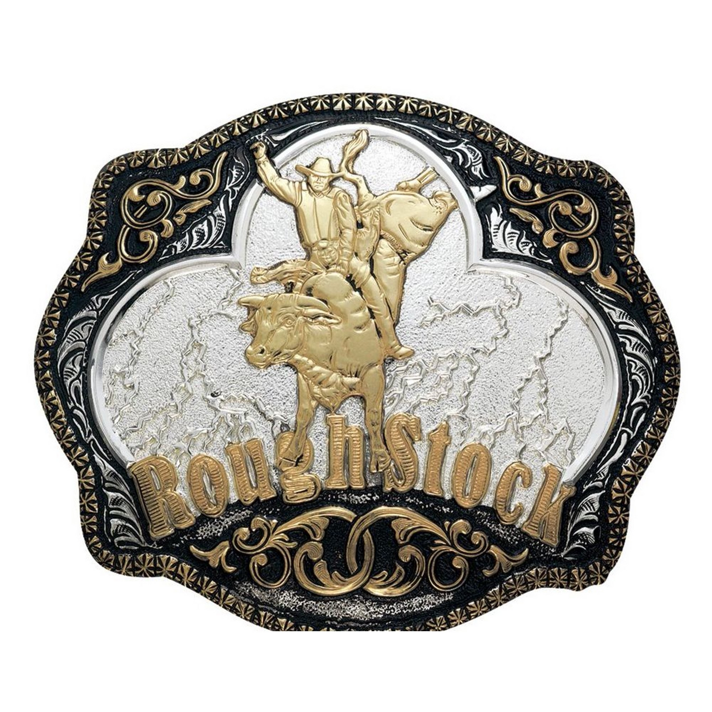 Crumrine Berry Edge Rough Stock Rodeo Rectangle Buckle - Antique Brass