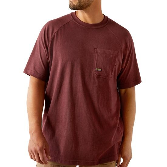 Ariat Men's Rebar Cotton Strong Hardhead Short Sleeve Tee Shirt- Burgundy Heather