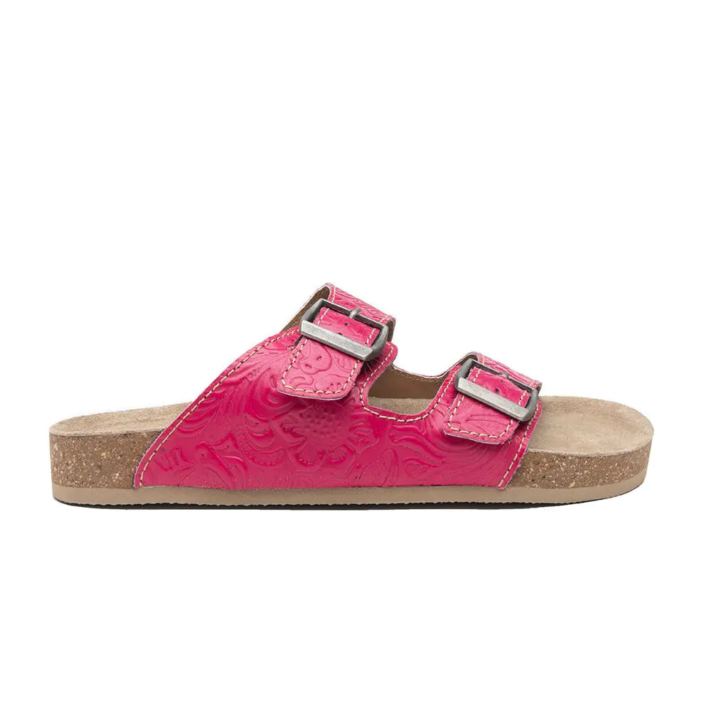 Myra Vibrant Heart Embossed Leather Sandals