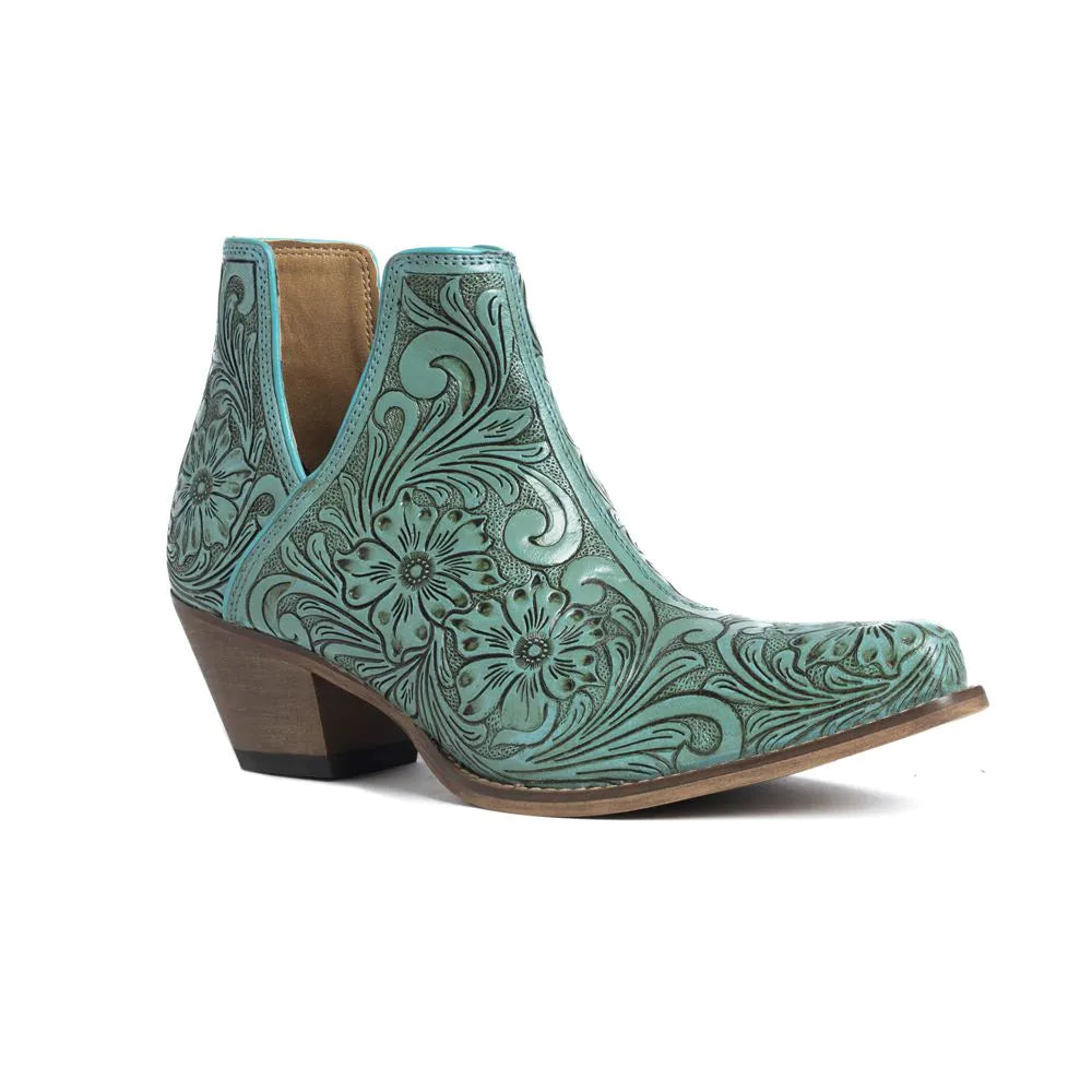 Myra Women's High Mesa Hand-tooled Booties - Turquoise