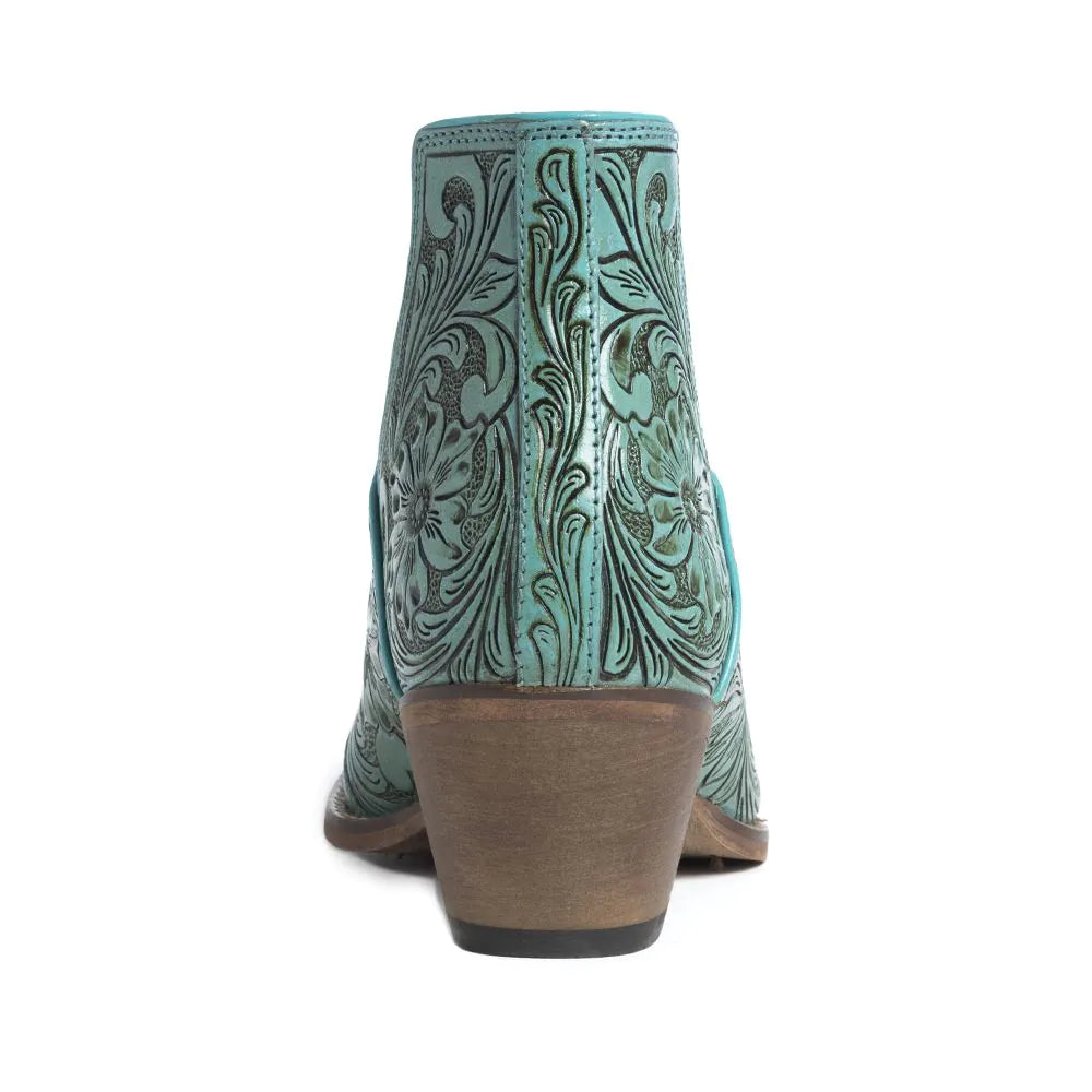 Myra Women's High Mesa Hand-tooled Booties - Turquoise