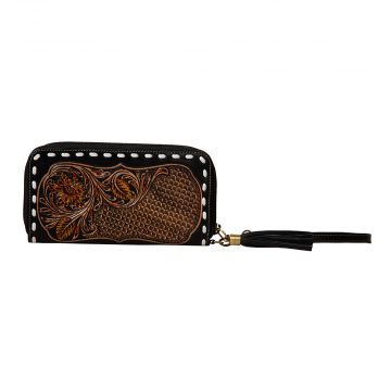 Myra Bison Canyon Blooms Hand Tooled Clutch Wallet