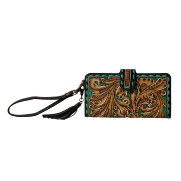 Myra Western Swing Hand Tooled Wristlet Wallet