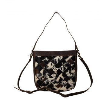 Myra Pecos Cross Weave Pattern Hand Tooled Bag