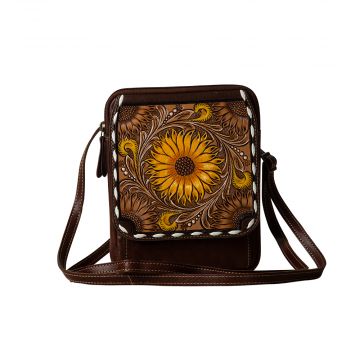 Myra Showy Sunflower Hand Tooled Bag