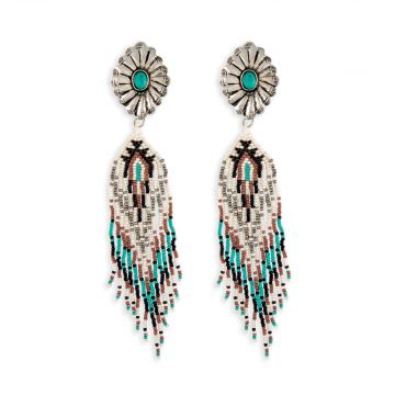 Myra Wild Feather Medallion & Beaded Earrings