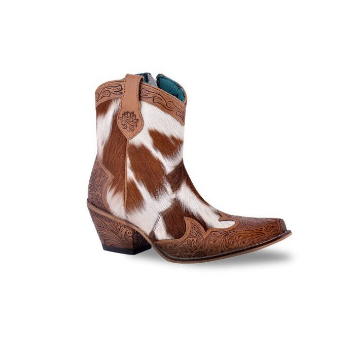 Myra Women's Georgia Trail Hair-On Hide & Hand-Tooled Leather Boots