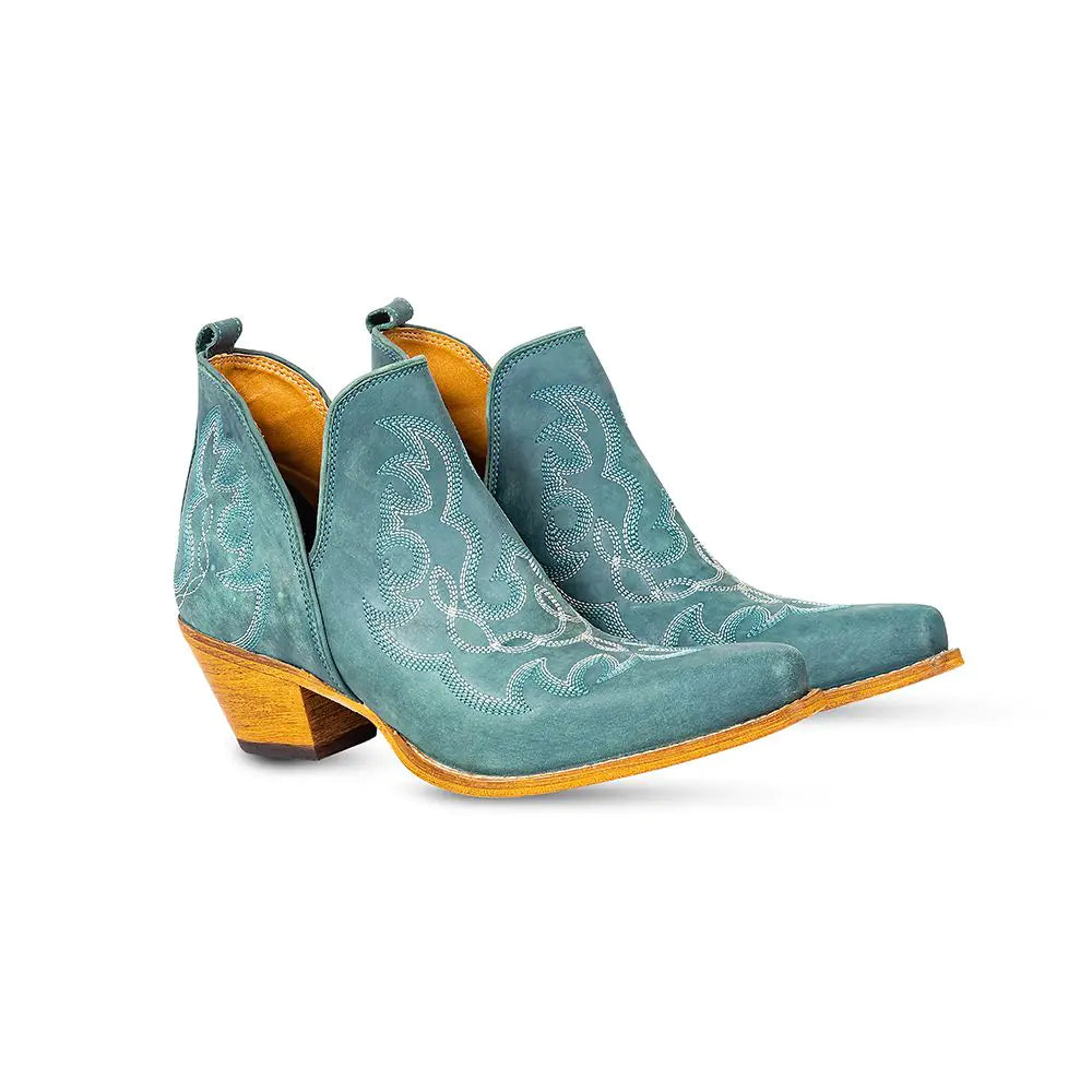 Myra Women's Maisie Stitched Leather Boots - Turquoise