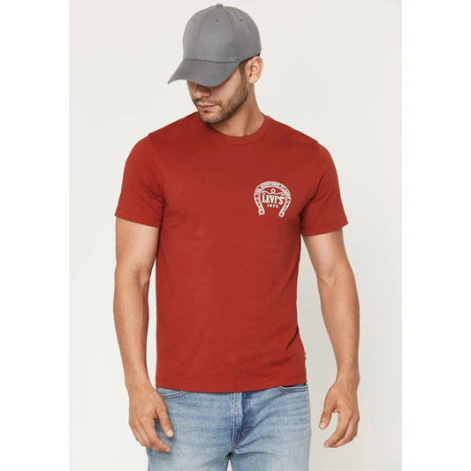 Levi Strauss Men's Short Sleeve Horse Shoe Tee Shirt- Red