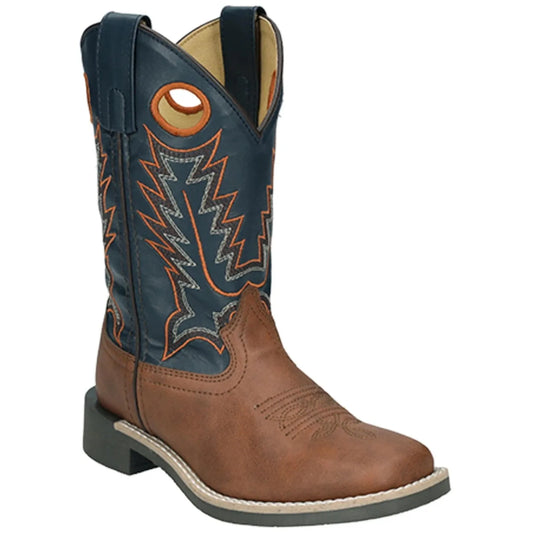 Smoky Mountain Boots Youth El Paso Cowboy Boots-Brown/Navy - Irvine Tack & Western Wear