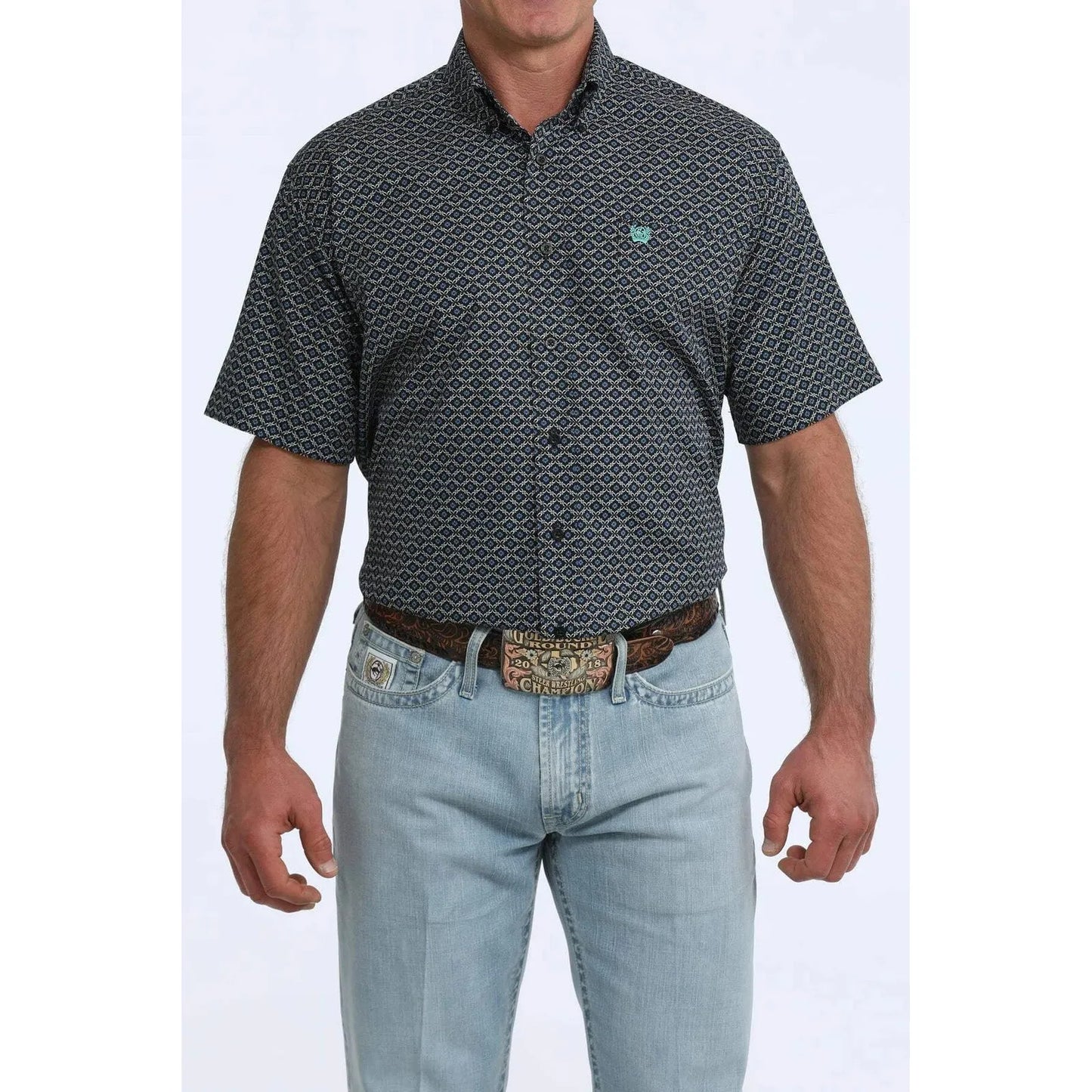Cinch Men's Short Sleeve Print Shirt- Black