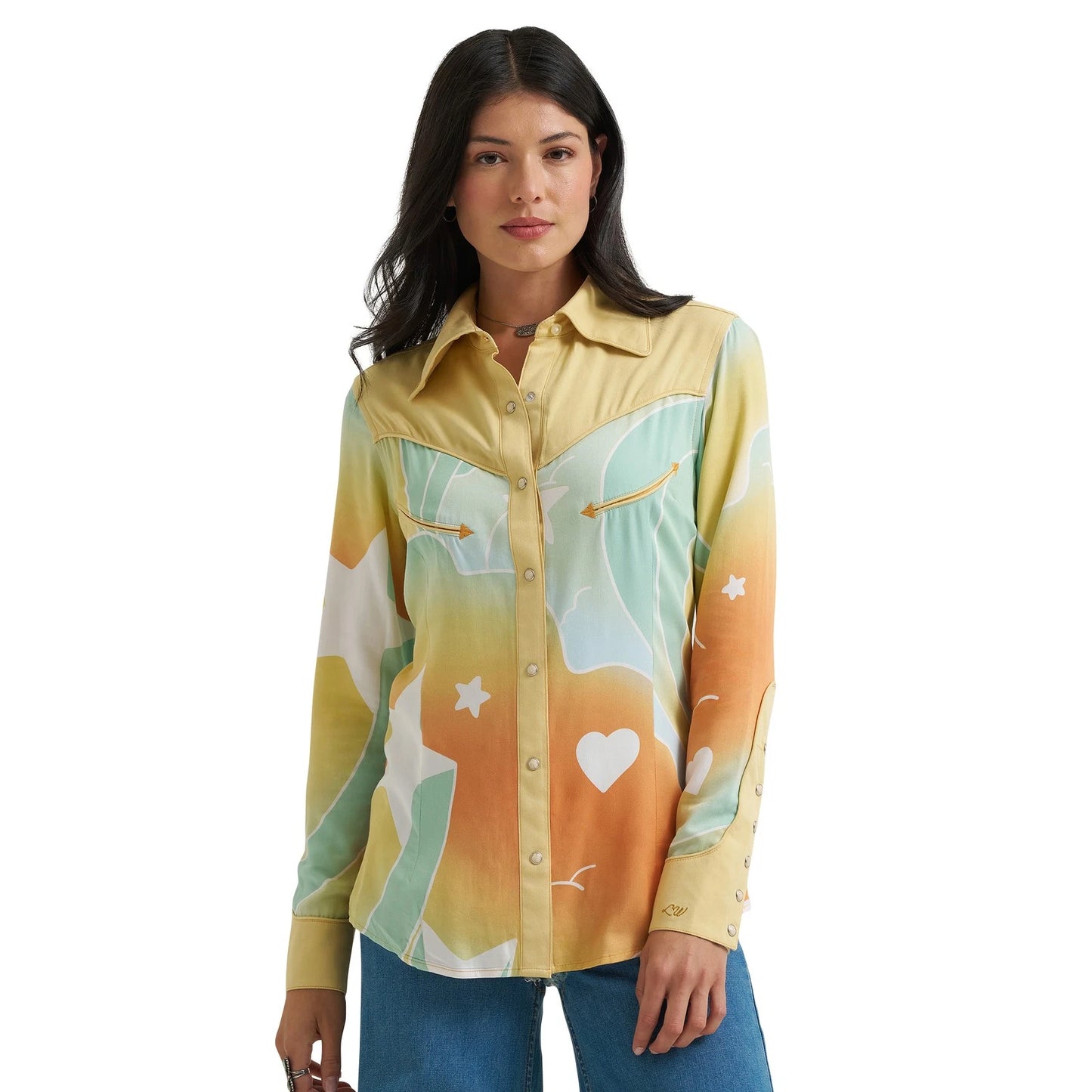 Wrangler Lainey Wilson Long Sleeve Western Shirt- Cream