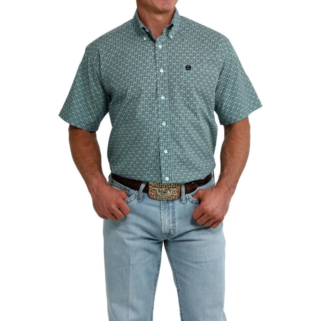 Cinch Men's Short Sleeve Print Shirt- Green