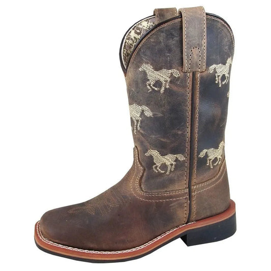 Smoky Mountain Boots Kid's Rancher Western Boots- Brown Oil Distress