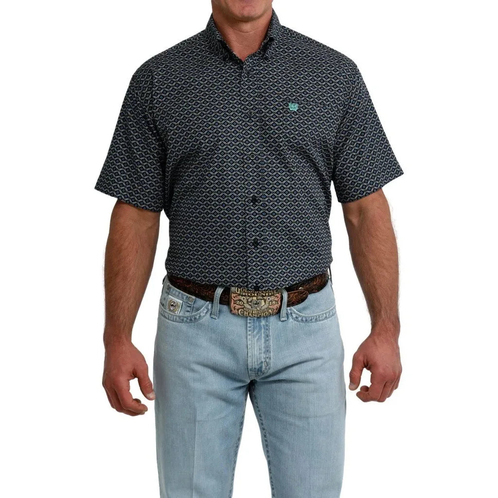 Cinch Men's Short Sleeve Print Shirt- Black