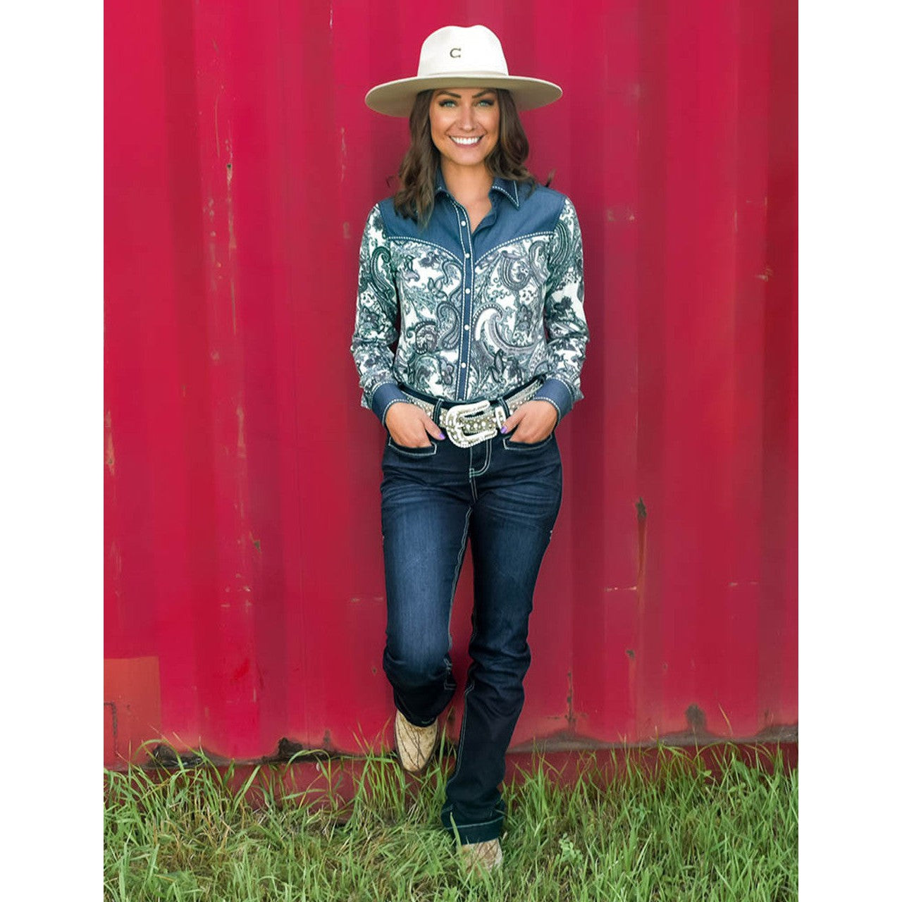 Cowgirl Tuff Boot Stitch Trouser Jeans - Dark Wash