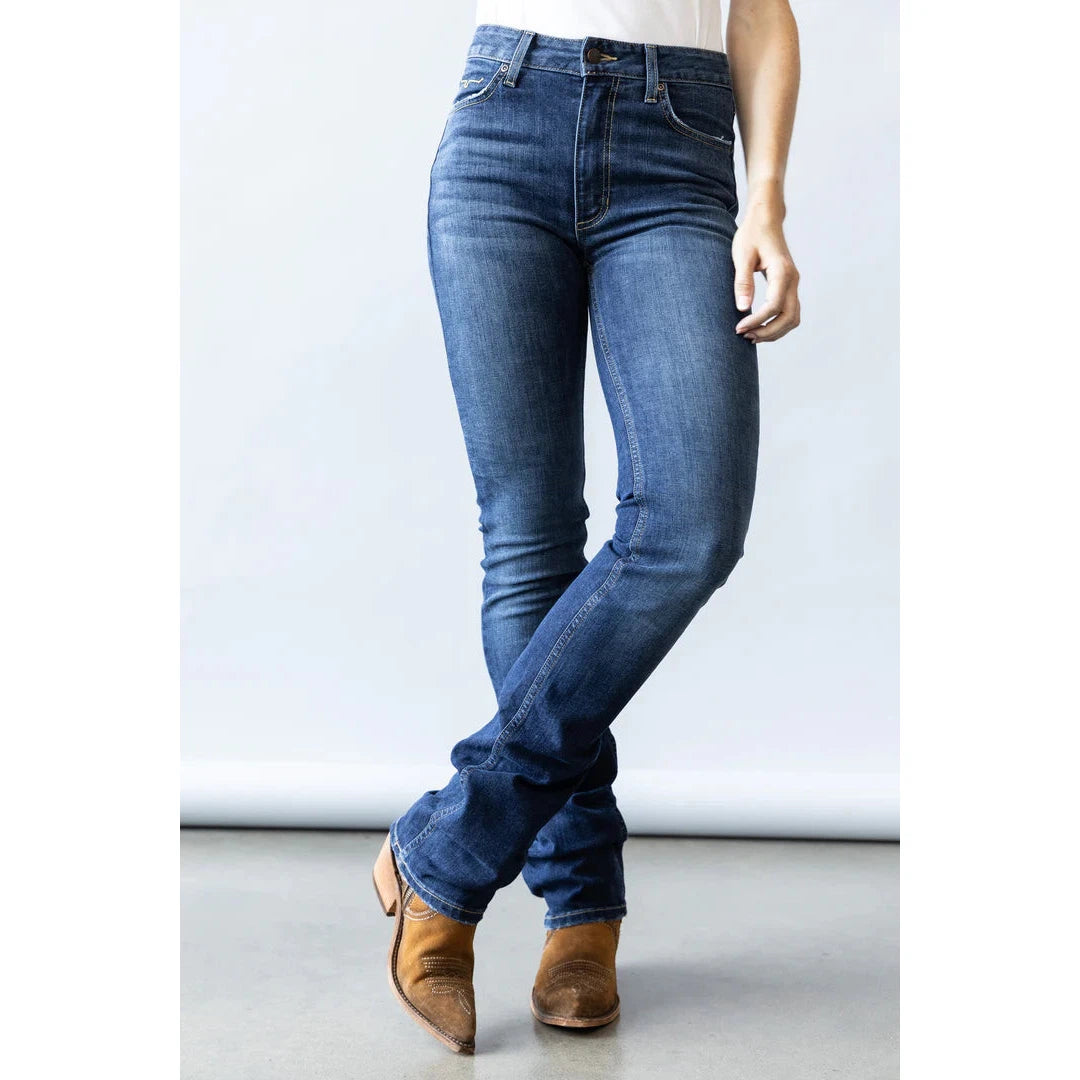 Kimes Women's Sarah High Rise Slim Bootcut Jeans - Blue