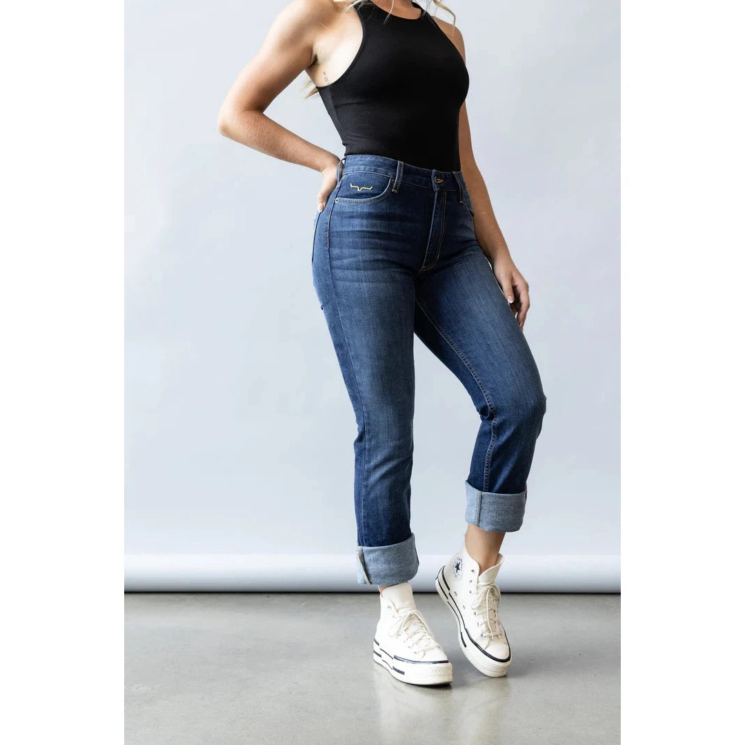 Kimes Women's Sarah High Rise Slim Bootcut Jeans - Blue
