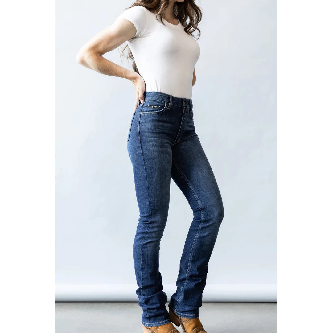 Kimes Women's Sarah High Rise Slim Bootcut Jeans - Blue