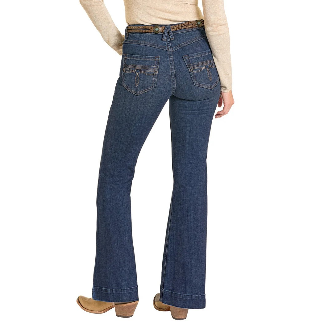 Rock & Roll Women's Boot Stitch High Rise Trouser Jean - Dark Wash