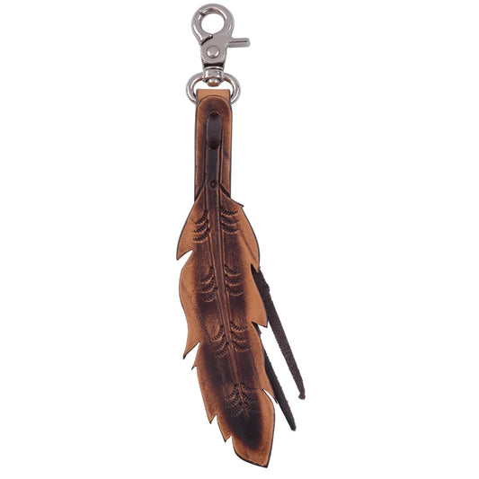 Circle Y Dark Tooled Feather Saddle Charm