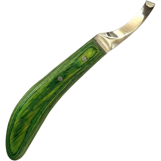 PRECISION Hoof Knife Curved Right - Green Handle