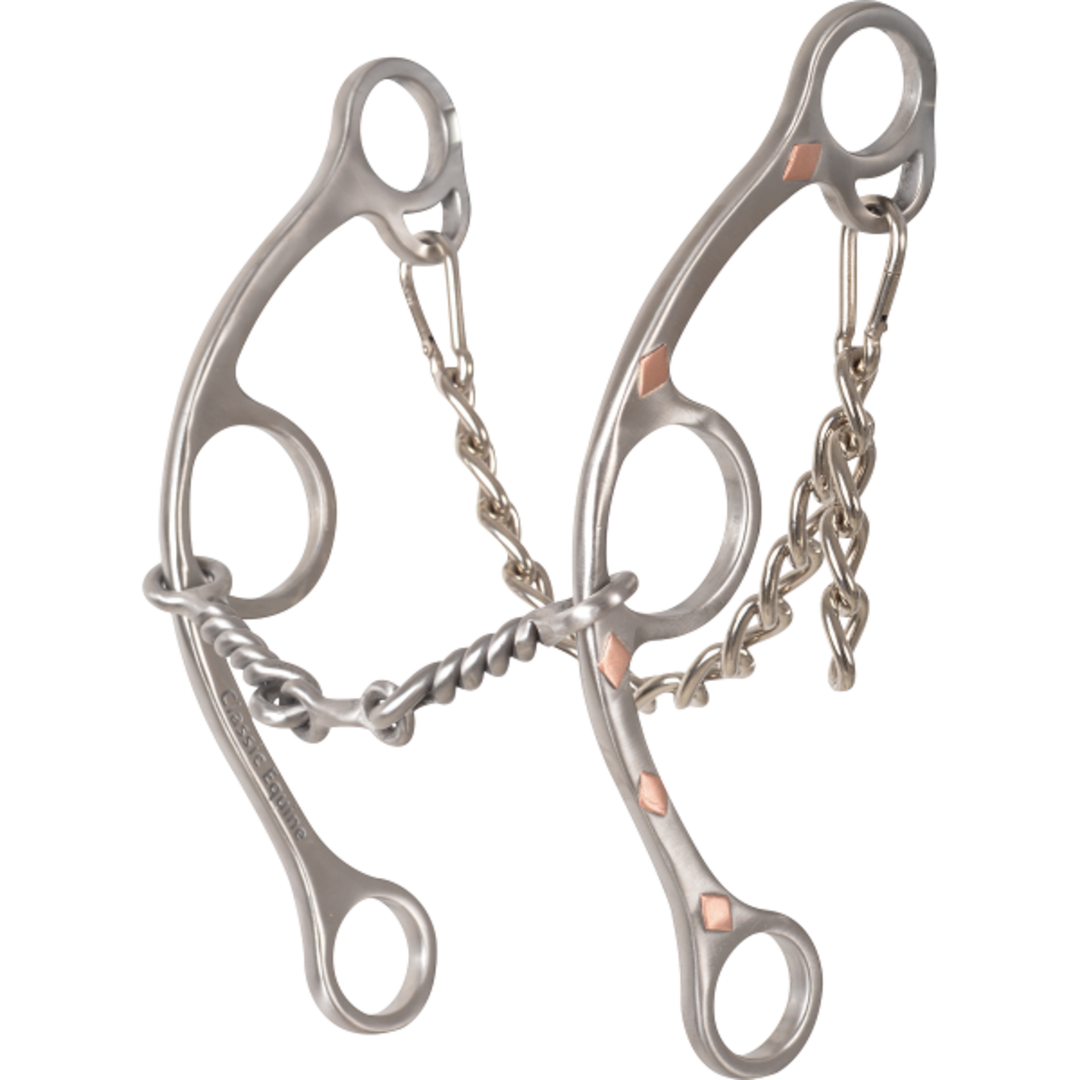 Classic Equine Sherry Cervi Small Twisted Dogbone Long Shank Snaffle Barrel Bit