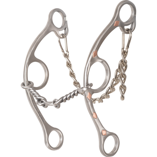 Classic Equine Sherry Cervi Small Twisted Dogbone Long Shank Snaffle Barrel Bit
