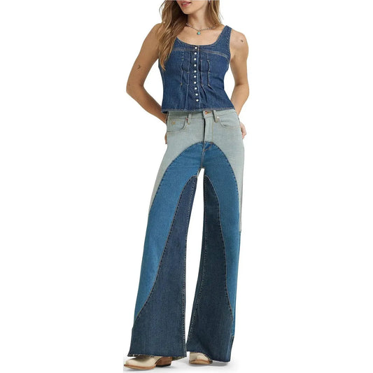 Wrangler Women's Lainey Wilson Pieces Cheeky Wide Jean- Multi Denim - Irvine Tack & Western Wear