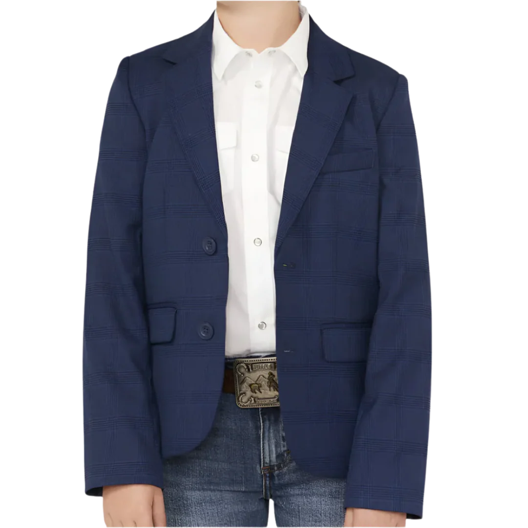Rock & Roll Boy's Plaid Blazer-Navy