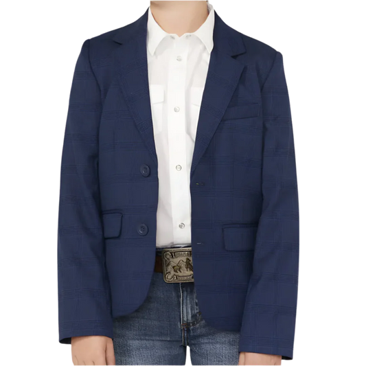Rock & Roll Boy's Plaid Blazer-Navy