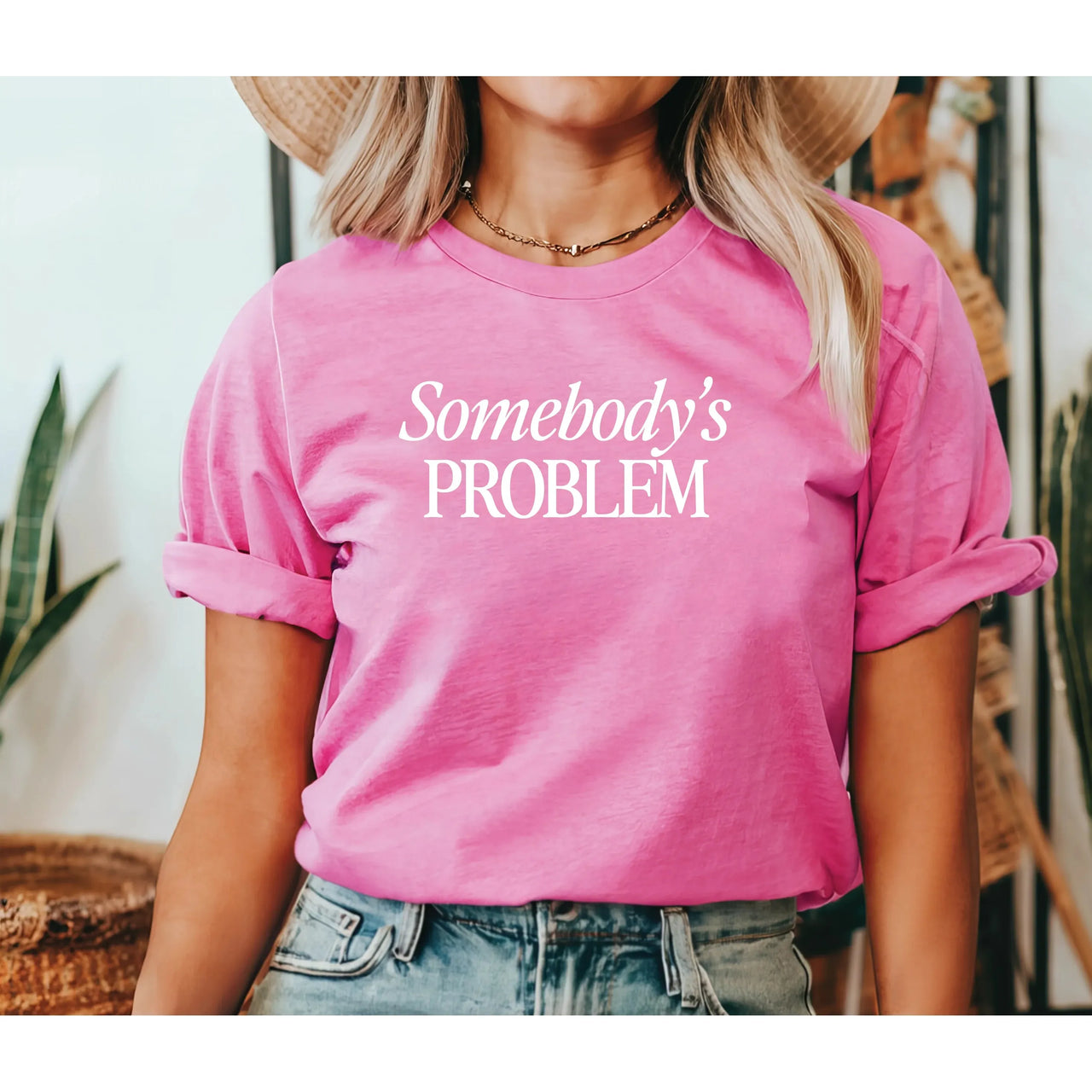 Blonde Ambition Women's Short Sleeve Somebodies Problem Tee Shirt-Multiple Colours