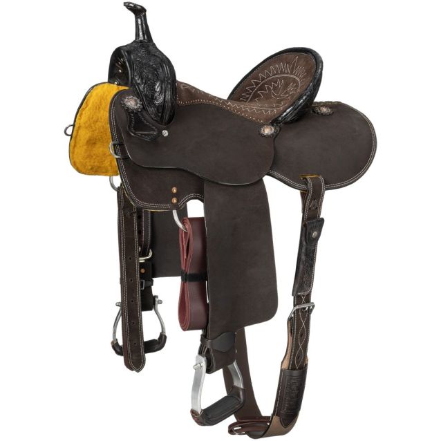 Silver Royal Booker 15"  Roughout Barrel Saddle- Dark Chocolate