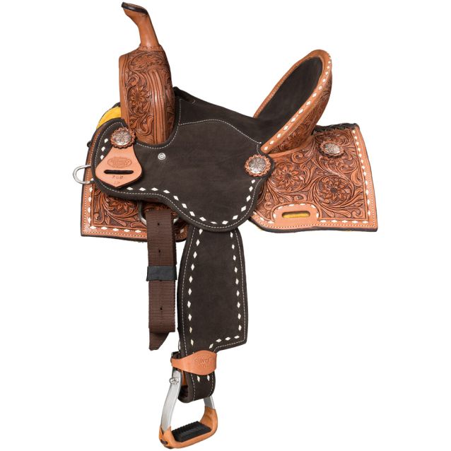 Silver Royal Youth 10" Short Go Barrel Saddle-Rawhide with Deep Suede Seat