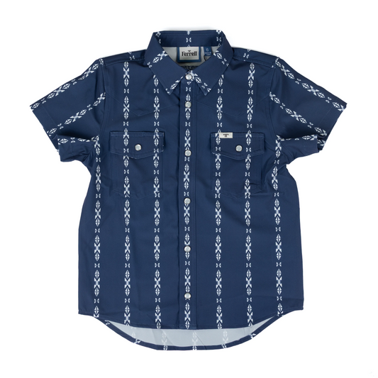 Ferrell Brand Boy's Maverick Short Sleeve Shirt - Blue