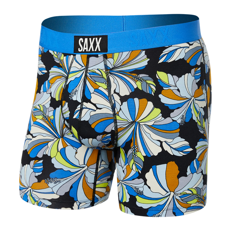Saxx Men's Ultra Super Soft Boxer Briefs - Flower Pop - Blue / S