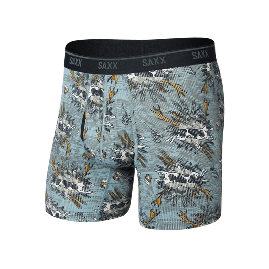 Saxx Quest Quick Dry Mesh Boxer Brief- Hunting Lodge Silver Pine