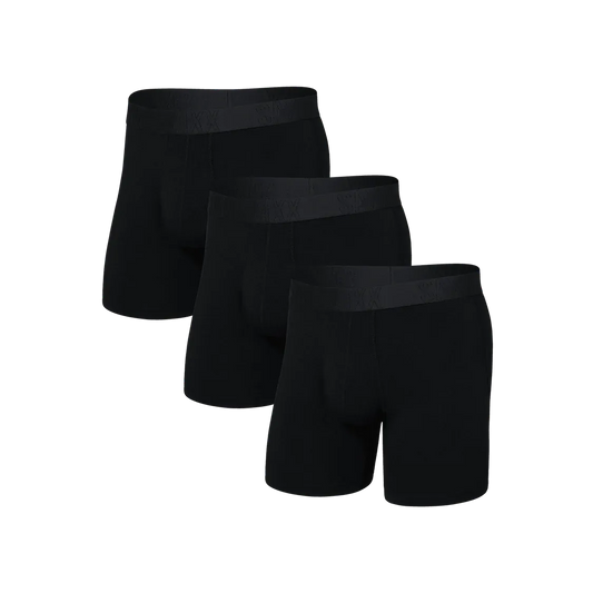 Saxx Men's Fly Drop Temp Cooling Cotton Boxer Brief- 3 pack-Black