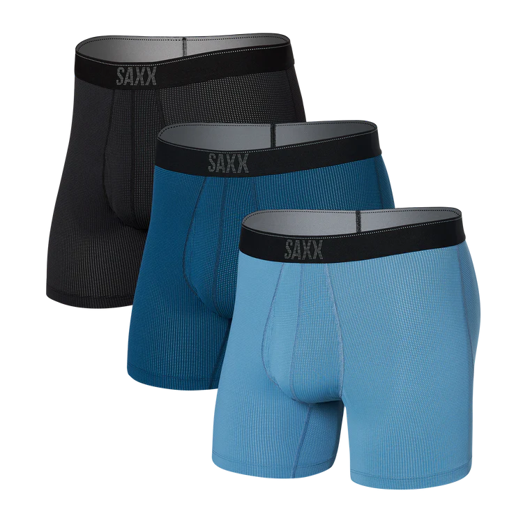 Saxx Men's 3-Pack Quest Quick Dry Mesh Boxer Briefs - Slate/Anchor Teal/Black