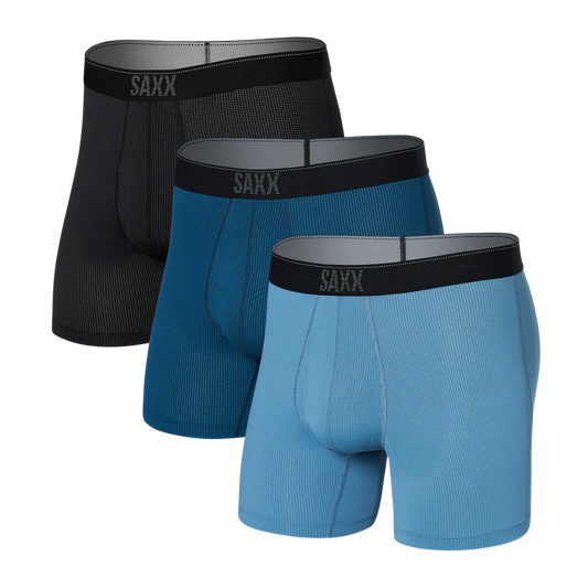 Saxx Men's 3-Pack Quest Quick Dry Mesh Boxer Briefs - Slate/Anchor Teal/Black