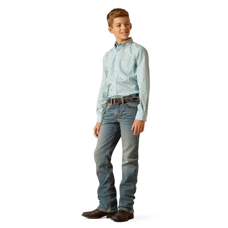 Ariat Boy's Team Colton Classic Fit Shirt - Aqua