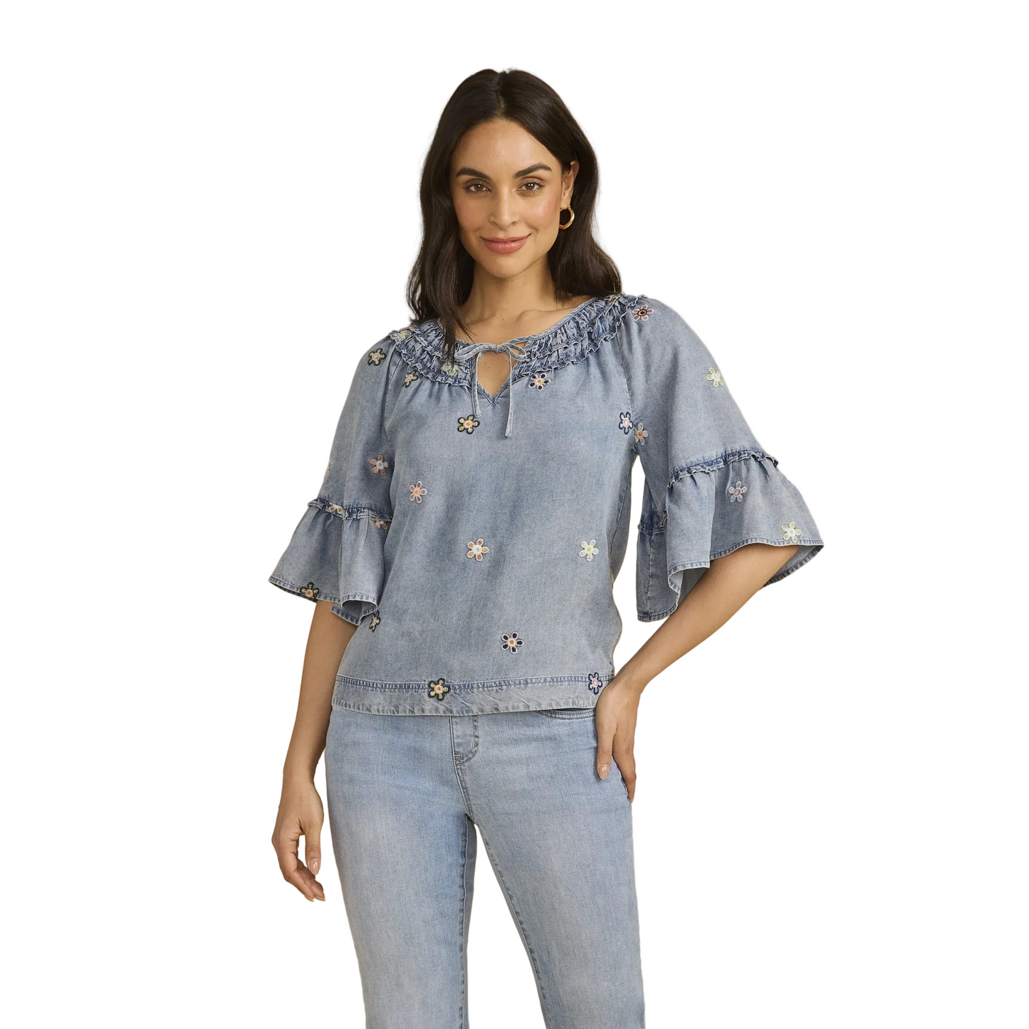 FDJ Women's Ruffle Denim Top - Daisy