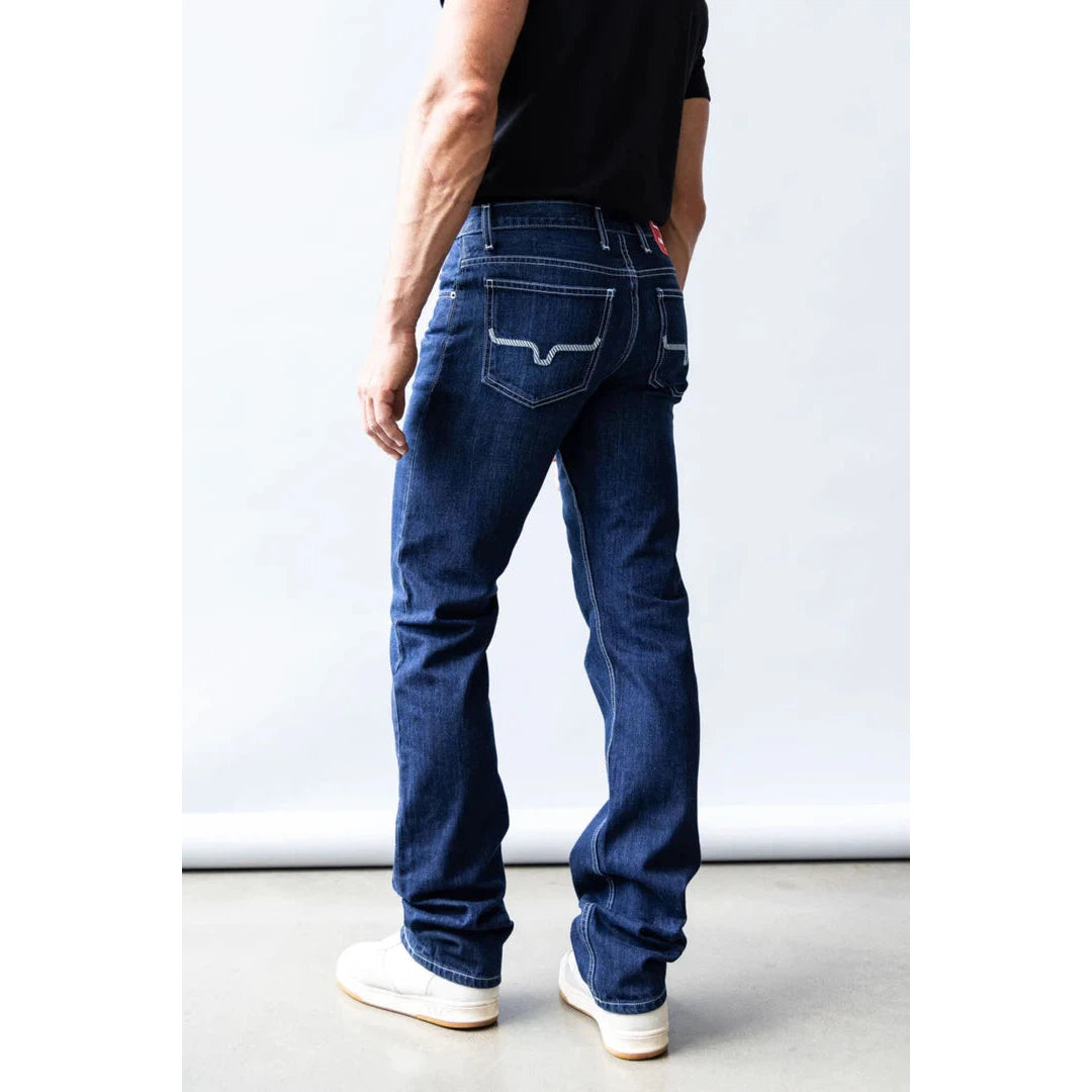 Kimes Men's Thomas Mid Low Rise Straight Bootcut Jeans - Blue