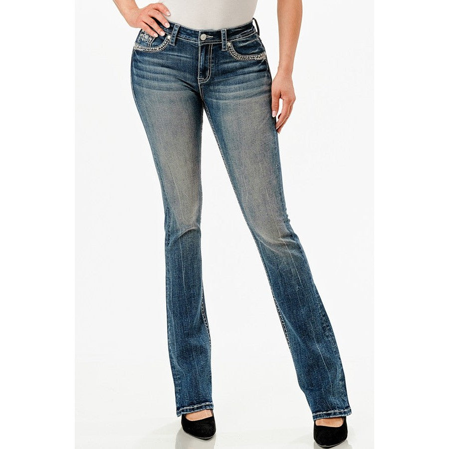 Grace in LA Women's Jeans - Steer Head Design